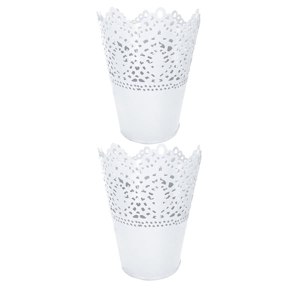 Set of 2 Tin Flower Buckets with Vase Stand for Holiday and Anniversary Decor