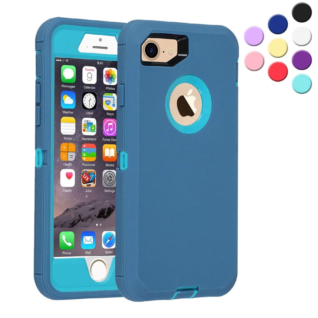 iPhone 7 Flip Case Cover for iPhone 7 Leather Mobile Phone Cover Kickstand Card Holders Extra-Protective Business with Free Waterproof-Bag Blue3 