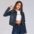 thumbnail image 2 of Vedolay Women Tops Women's Oversized Casual Distresse Mid Long Denim Jacket Jean Coats,Blue XXL, 2 of 4