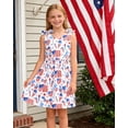 thumbnail image 5 of Aideaone Girls 4th of July Dresses Sleeveless Summer Dress Bowknot Strap Stripe V Neck Sundress 3-10T, 5 of 7