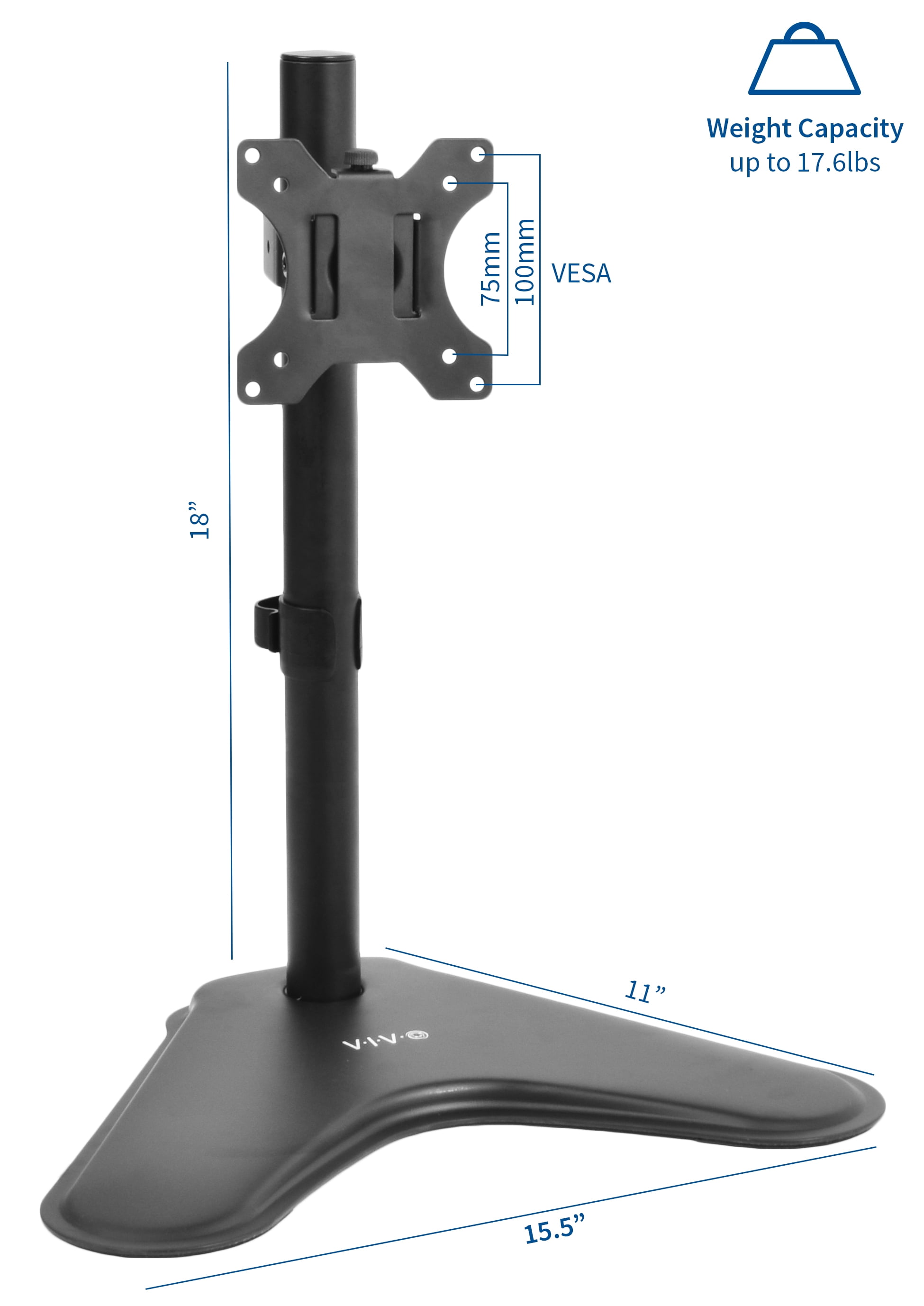 Vivo Single Lcd Computer Monitor Free Standing Desk Stand Riser Adjule Tilt Fits 1 Screen Up To 32 V001h