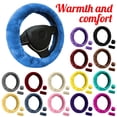 thumbnail image 3 of 3PCS Set Fluffy steering wheel cover with Furry Handbrake Cover, Gear Shift Cover Universal 15 Inch Steering Wheels & Accessories Australian Sheepskin Wool Wheel Cover Warm Non-Slip Auto Interior, 3 of 7