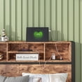 thumbnail image 5 of Yoneston Twin Size Bed Frame with Storage Headboard, Sturdy Metal Platform Bed with Charging Station & Bookcase Storage, Brown, 5 of 6