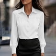 thumbnail image 5 of Naotn Women's Chiffon Tops Trendy Casual Solid Button Down Collar Front Pleated Long Sleeve Dressy Blouses Office Work Shirts, 5 of 8
