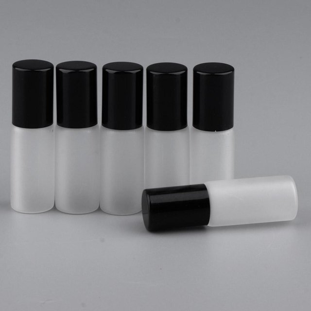 Botellas Vacías de 5 ml perfecl 6 Uds Botellas de Rodillo de esmerilado para perfumes aceites esenciales negro