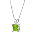 thumbnail image 3 of 1.5 ct Brilliant Princess Cut Solitaire Natural Peridot 14k White Gold Pendant with 18" Chain, 3 of 4