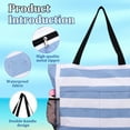 thumbnail image 5 of Bocaoying Women's Striped Beach Bag with Water-Resistant Design, Foldable Beach Tote with 2 Mesh Side Pockets, Large Beach Bag Featuring Back Zipper, Cute Woven Travel Bag for Women's Essentials, 5 of 7