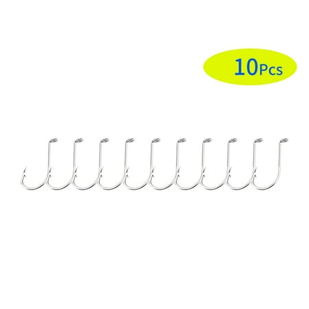 Right Fish - 10Pcs Stainless Steel Fishing Hook Right Angle Barbed Saltwater Freshwater Fish Hooks