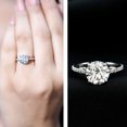thumbnail image 3 of Rosec Jewels Lab Created Engagement Ring with Side Stones - 8 mm Round Ring for Women (EF-VS Grade), 14K White Gold, US 9.00, 3 of 9