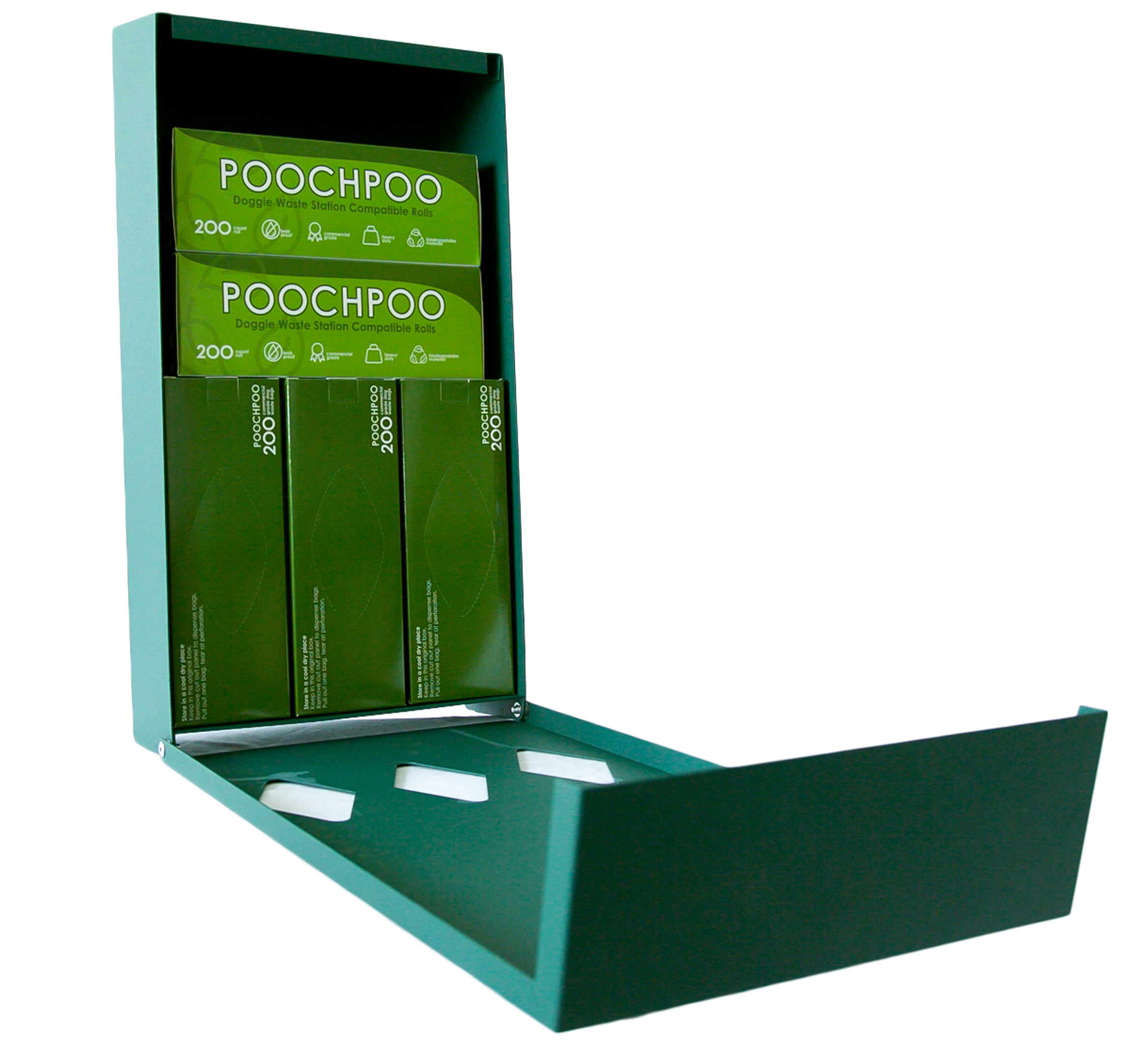 POOCHPOO Biodegradable Dog Waste Station Refill Bags Green - (10 rolls of 200 bags; 2000/Carton) - Pet Waste Disposal, Office, Park, Home, Dog Waste Station
