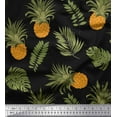thumbnail image 1 of Soimoi Black Poly Georgette Fabric Monstera Leaf & Pine Fruits Print Fabric by The Yard 42 Inch Wide, 1 of 3