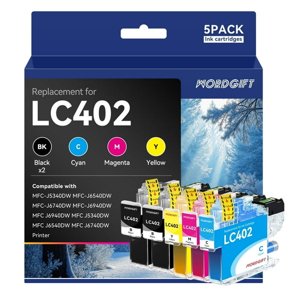 LC402 Ink Cartridges Replacement for Brother LC402 Ink cartridges with Brother Printer MFC-J5340DW MFC-J6540DW MFC-J6740DW MFC-J6940DW Printer Ink（5 Pack）