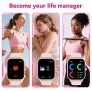 Mingwear 1.85-Inch Mens and Womens smartwatch fits for Android and iPhone Devices with Fitness Tracker, Pedometer, Answer/Call/120 Sport Modes, IP68 Waterproof Fitness Watch (Pink)