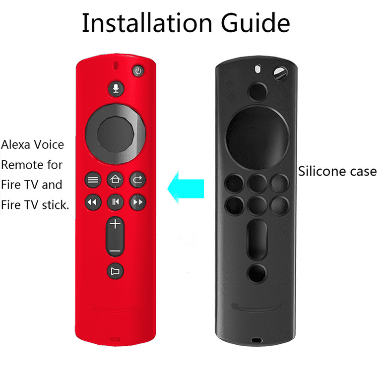 2Pack Remote Control Protective Case, for Fire TV Stick 4K Ultra HD Voice  Remote Control, Shockproof Silicone Skin Protective Case-Black+Red
