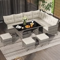 thumbnail image 1 of Costway 7 PCS Patio Dining Furniture Set PE Rattan Sectional Sofa Set with Soft Cushions White, 1 of 10