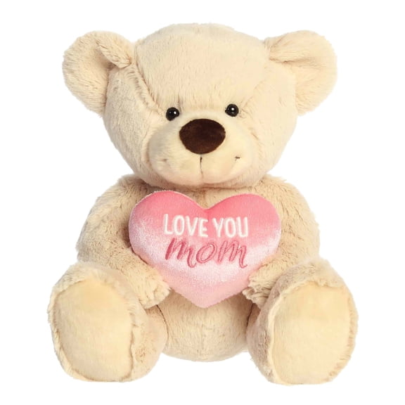 Aurora - Medium "Love You Mom" Stuffed Animal - 9.5" Mother's Day Heart Bears - Special Occasions