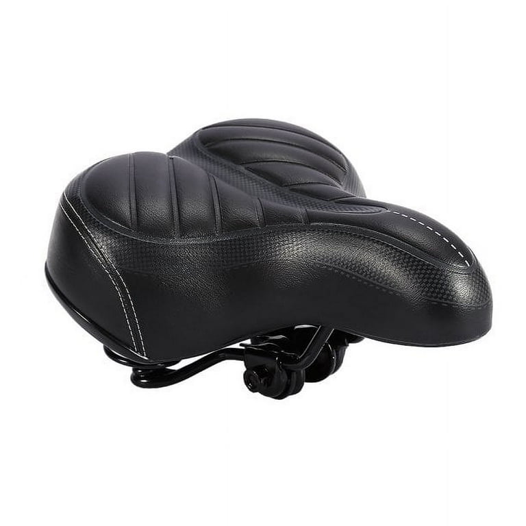 Qiilu Bicycle Saddle Seat Comfort Padded Bike Seat Wide Big Bum Sprung Bike Soft Cushion Replacement Bicycle Saddle Universal Fit for Outdoor Bikes