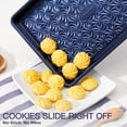 thumbnail image 3 of HONGBAKE Nonstick Baking Sheet Pan Set of 3, Cookie Sheets for Oven, Non-Toxic Half/Quarter/Jelly Roll Pans with Floral Swirl Texture, Heavy Duty 0.8mm Thick Oven Trays for Cooking, Blue, 3 of 9