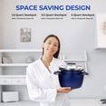 thumbnail image 3 of Granitestone Blue Juego de ollas y sartenes antiadherentes, juego de 6 ollas apilables, ollas de cocina, revestimiento antiadherente, ollas de 5 qt, 3 qt y 1,5 qt con tapas, asas que se mantienen fres, 3 of 5