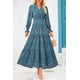 thumbnail image 4 of Vestido PRETTYGARDEN Floral Maxi de Manga Larga con Escote en V XXL, 4 of 4