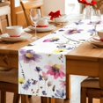 thumbnail image 5 of Purple Spring Floral Table Runner - 90 Inch Long Pink Flowers Farmhouse Watercolor Cotton and Linen Blended Dress Scarves Farmhouse Table Runner for Kitchen Dining, Coffee Table, 13" x 90", 5 of 8