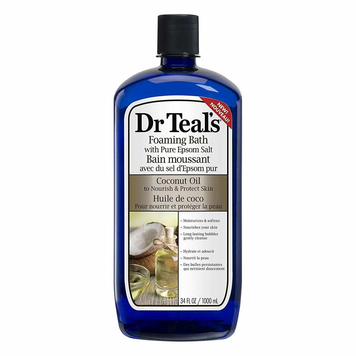 Dr Teal's Foaming Bath, Coconut Oil 34 oz (Pack of 3)