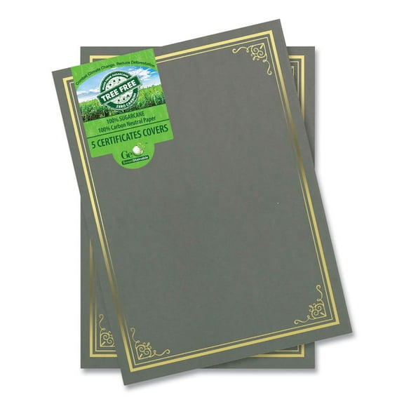 Geographics 49114 9.75 in. x 12.5 in. Certificate/Document Cover - Gray With Gold Foil (5/Pack)
