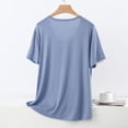 thumbnail image 5 of Besolor Plus Size Pajamas Tops for Women Summer Lightweight Casual Comfy Crewneck Short Sleeve Shirts Homewear, 5 of 7