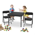 thumbnail image 2 of Set of 3 Folding Card Table and Chairs, Foldable Table and Chairs Set for Toddlers, Folding Table and Chairs, with PU Upholstered Cushion, Collapsible Table and Chair Set for Small Children, 2 of 5
