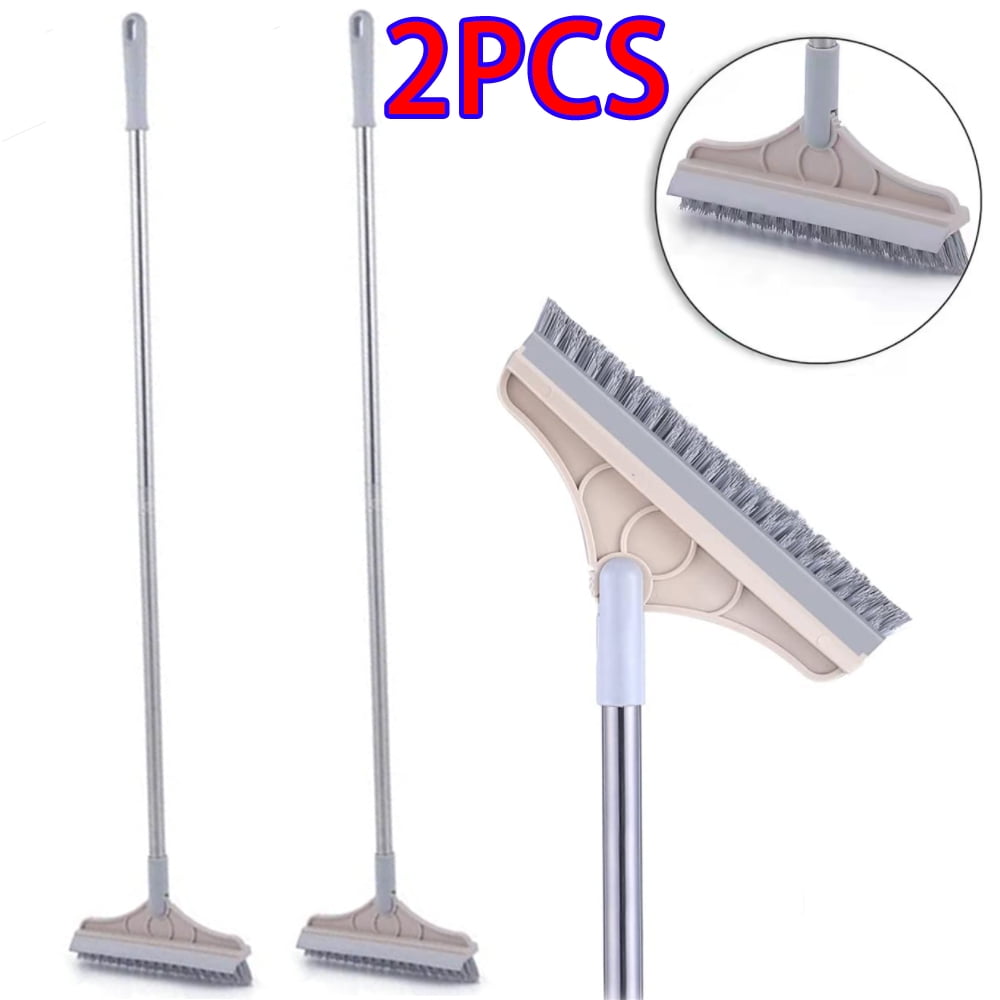 Lishuaiier 2PCS 2 in 1 Floor Brush, Scrubbing Brush, Adjustable V-Shape  Long Handle Scrubber, Kitchen Floor Crevice Cleaning Brush with Squeegee,  120°