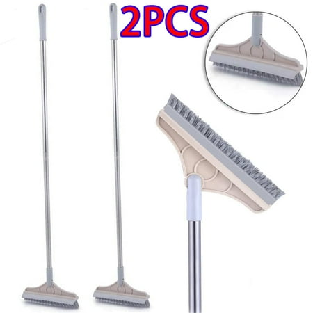 

Lishuaiier 2PCS 2 in 1 Scrubbing Brush 2022 Long Handle Floor Brush High Quality Swivel Brush Crevice Cleaning Brush 120 Degree Triangular Swivel Head with Squeegee (Khaki)