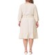 thumbnail image 3 of Vestido midi de mujer de talla grande Agnes Orinda con cintura fruncida y puntos suizos, mangas 3/4, 2X, color albaricoque, 3 of 5