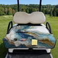 thumbnail image 2 of Whosucclay Blue Gold Abstract Swirl Print Golf Cart Seat Blanket, 4 Storage Pockets Golf Cart Bench Seat Covers for Ezgo TXT RXV 2 Passenger Golf Carts Club Car, 2 of 9