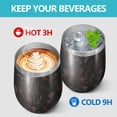 thumbnail image 4 of Floral 12oz Stainless Steel Insulated Wine Tumbler with Lid and Straw – Double Wall Vacuum Mug for Hot & Cold Drinks, 304 Steel Interior, Sweat-Free Design,Thanksgiving,Christmas, Spring,Flower, 4 of 5