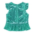thumbnail image 4 of Alvivi Kids Girls Sequins Ruffled Sleeves Tee Shirt Peplum Crop Tops Mermaid Birthday Dress up Lake Green 4, 4 of 5