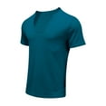 thumbnail image 5 of AHTJRT Men's Deep V-Neck Shirt Ribbed Short Sleeve Stretchy T-Shirt Low Cut Muscle Tee Light Blue 2XL, 5 of 6