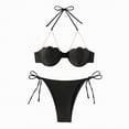 thumbnail image 4 of NOLDARES Womens High Waisted Bikini Tummy Control 2 Piece Bathing Suit Modest Two Piece Swimsuit(Black,M), 4 of 9