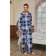 thumbnail image 3 of U2SKIIN Mens Plaid Pajama Set, Soft Print Pajamas for Men, Lightweight Warm PJS with Pockets(Blue-white plaid, Large), 3 of 4