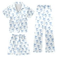 thumbnail image 2 of CAIXIA Girls Pajamas Size 10-12 3 Piece Cute Button Down Silk Pants Short Sleeve with Shorts & Long Pants Sleepwear Lounge for Kids Pjs Clothes,-Light Blue, 2 of 3