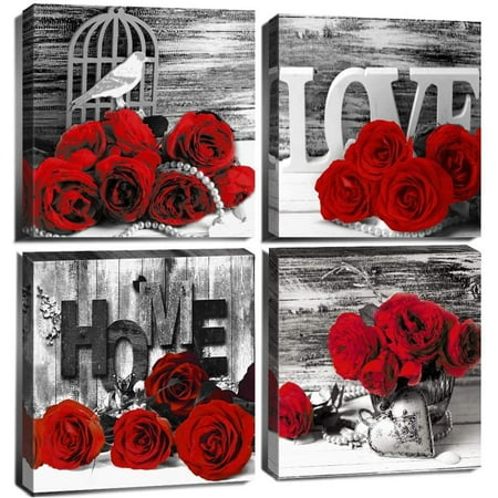 Bedroom Decor for Couples Red Bathroom Accessories Rose Pictures Wall