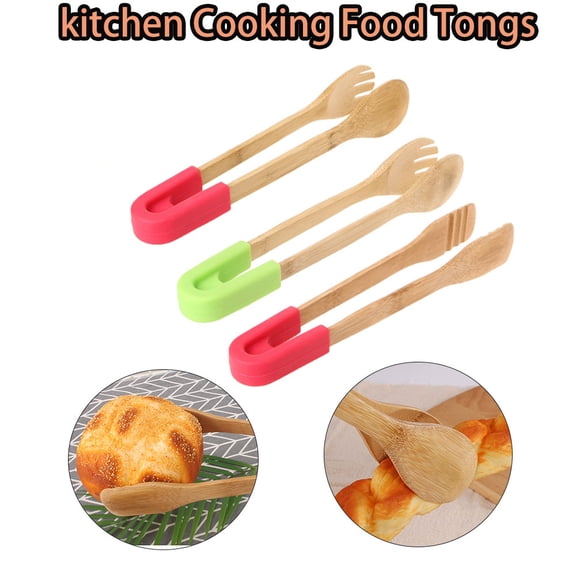 tooloflife Bamboo Food Tongs Food Clip Kitchen Tongs Basic Kitchen Utensil Red/Green