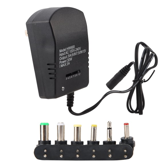 Universal 30W 3v/4.5v/6v/7.5v/9v/12v Adjustable Voltage DC Power Adapter (100-240V US Plug)