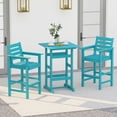 thumbnail image 1 of Costway 3PCS Patio HDPE Bar Set with Square High-Top Table, Footrest & Backrest for Porch Turquoise, 1 of 10
