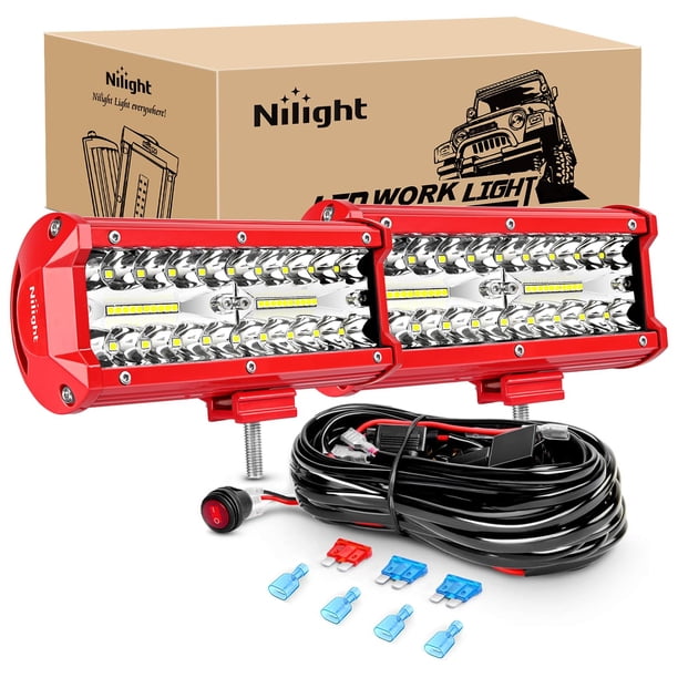 Nilight LED Light Bar 2PCS 6.5 Inch Triple Row Spot Flood Combo Lights w/Wiring Kit for Fog Light Driving Light Work Light on Off-Road Truck SUV ATV UTV