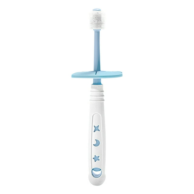 Cepillo de dientes para bebés super suave de 360 grados - 15 cm, cerdas de lana suave, apto para niños de 1 a 6 años (azul/amarillo/rosa)