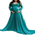 thumbnail image 2 of AMILIEe Robe de Maternité à Épaules Dénudées à Manches Longues pour Femmes, Grossesse, pour Baby Shower, Accessoires Photo, Robe, 2 of 5