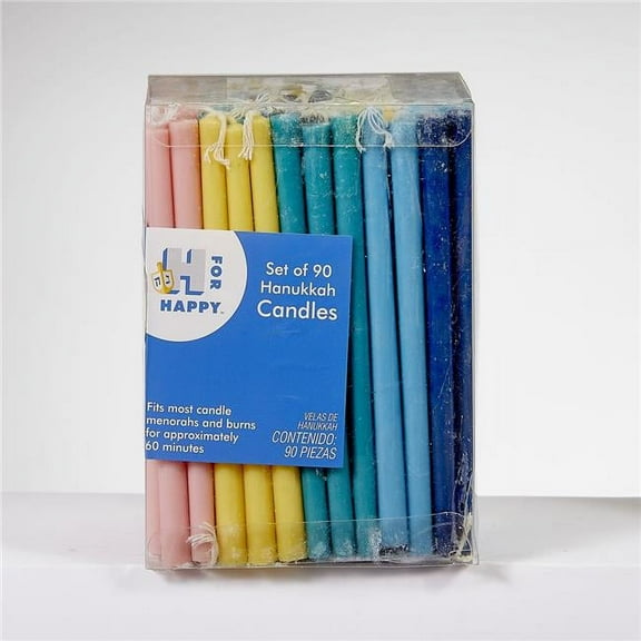 Deluxe Chanukah Candles, Multi Color - Box of 90