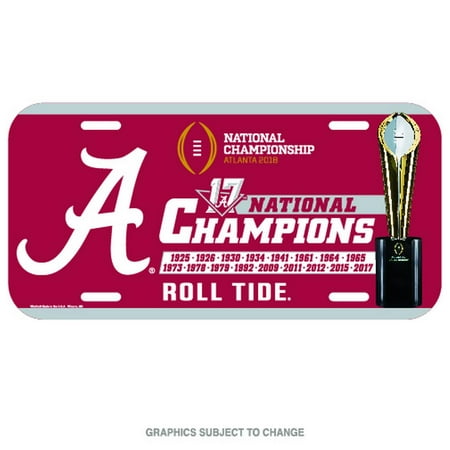 National Champions License Plate - Alabama Crimson Tide Official NCAA 2017 National Championship Champs License Plate Plastic by Wincraft 978028