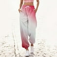 thumbnail image 2 of BiZtdJrK Baggy Cinch Bottom Pants for Women Casual Drawstring Sweatpants Fashion Gradient Print Joggers Pants with Pockets 2025 Fall Clothes Today's Sales Red S, 2 of 6