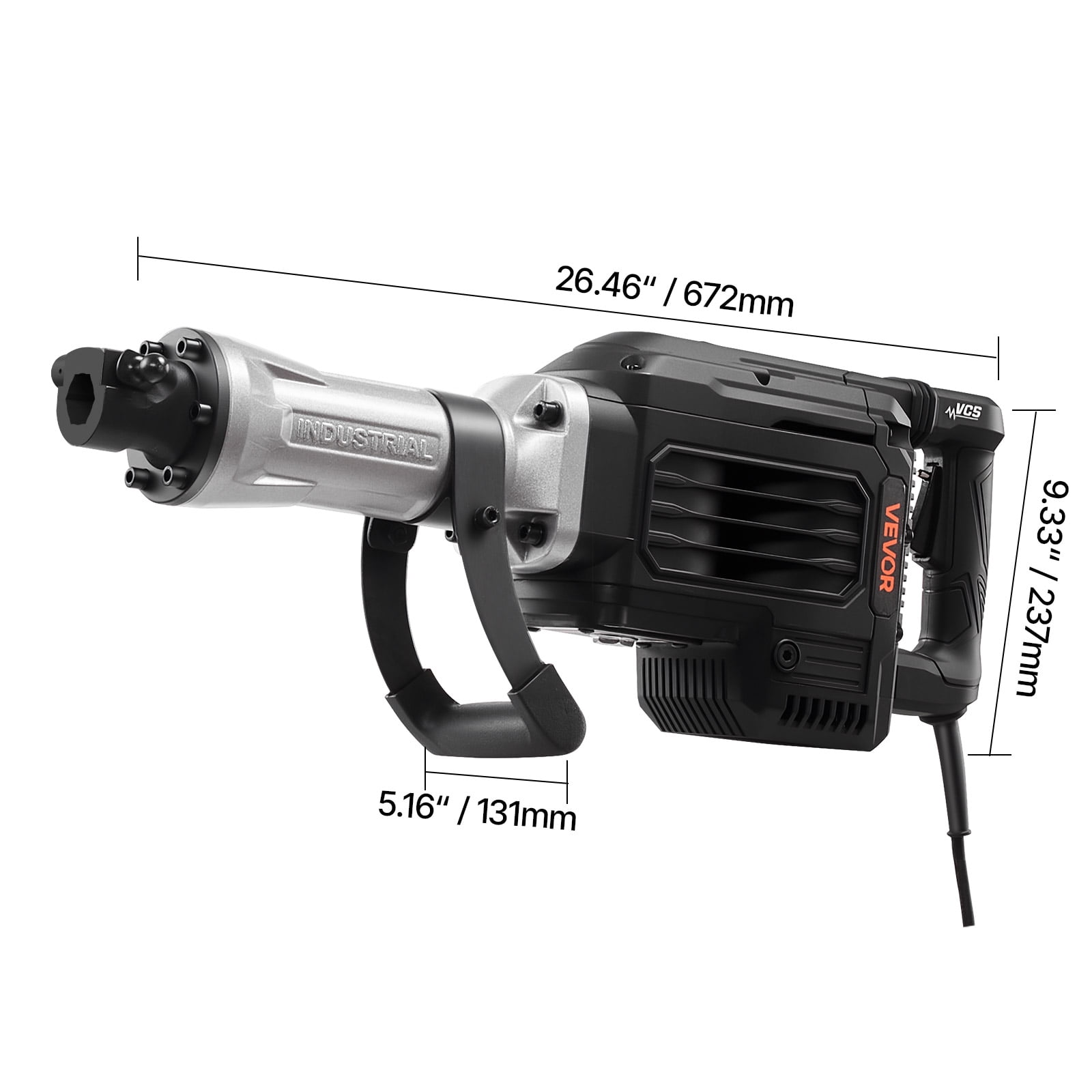VEVOR Demolition Jack Hammer, 3000 W Powerful Electric Jackhammer, 1700 BPM Concrete Breaker with a Point Chisel, Carrying Case, Gloves, Goggles, for Concrete, Wall, Brick, Tile and Foundation